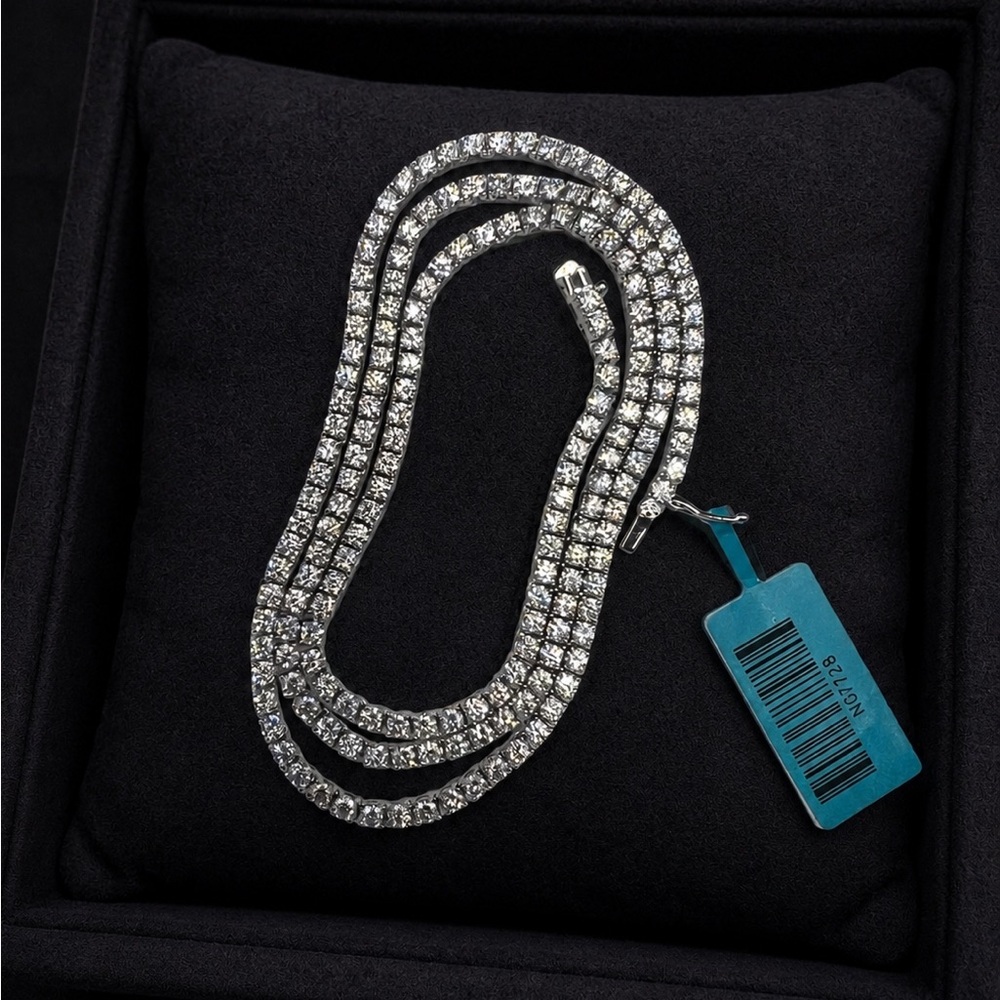 925 Sterling Silver 16.52CT MOISSANITE Iced out Tennis Necklace Size 24”